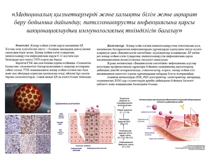 «Медициналық қызметкерлерді және халықты білім және ақпарат беру бойынша дайындау, папилломавирусты инфекциясына қарсы вакцинациялаудың
